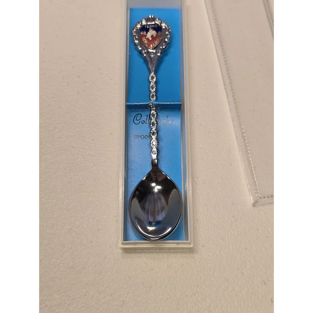 Vintage Texas Lone Star State Collectible Silver Tone Souvenir Spoon